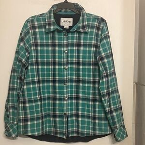 ORVIS buffalo plaid flannel micro fleece lined shacket ladies large